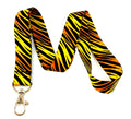 Yellow / Orange Zebra Animal Print Lanyard Key Chain Id Badge Holder