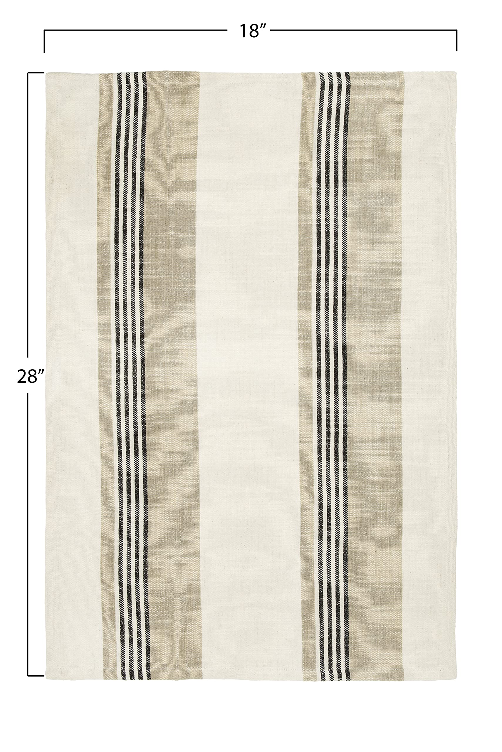 Creative Co-Op Tan & Grey Striped Cotton Tea Towels (Set Of 3 Pieces)