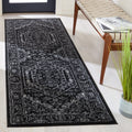 SAFAVIEH Adirondack Collection Runner Rug - 26 x 14 Runner, Black & Ivory, Oriental Medallion Design, Ideal for High Traffic A