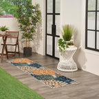 Nourison Aloha Indoor/Outdoor Blue Green 2'3' X 8' Area Rug, Easy Cleaning, Non Shedding, Bed Room, Living Room, Dining Room, Backyard, Deck, Patio (2X8)