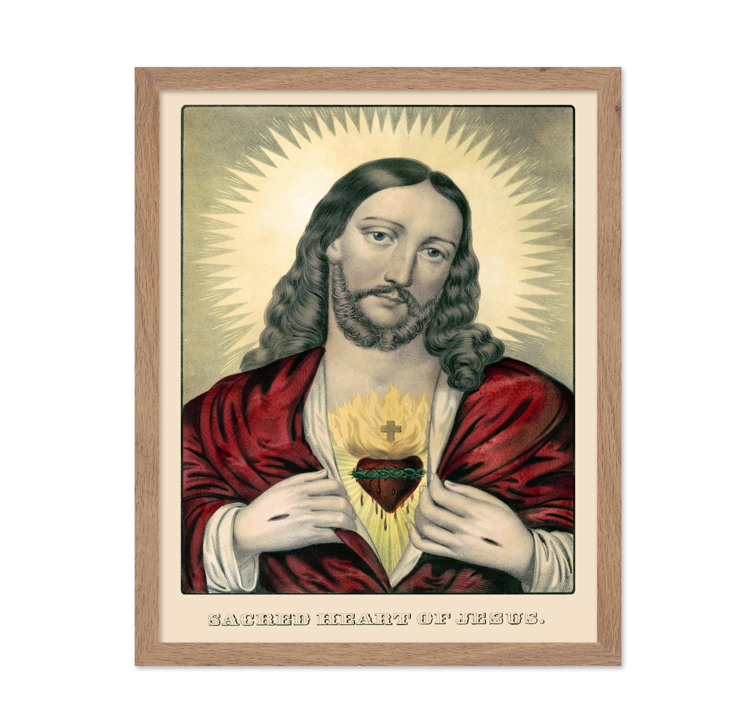 Poster Master Classic Religious Poster - Vintage Spiritual Print - Gift for Artist, Friend - Sacred Heart Of Jesus, Holy, Biblic