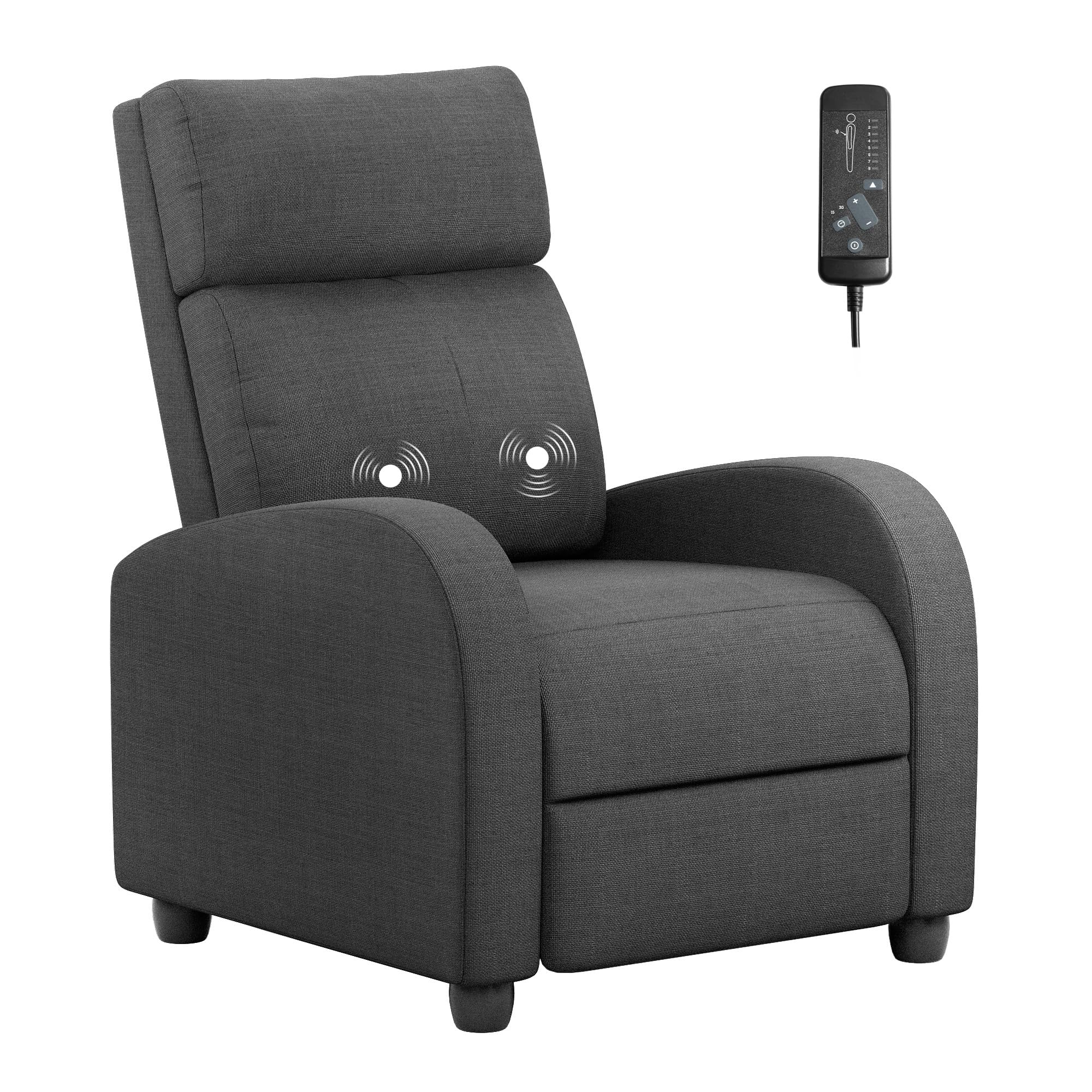 Homall Recliner Chair, Recliner Sofa For Adults, Recliners Home Theater Seating With Lumbar Support, Reclining Sofa Chair For Living Room (Fabric, Dark Grey)