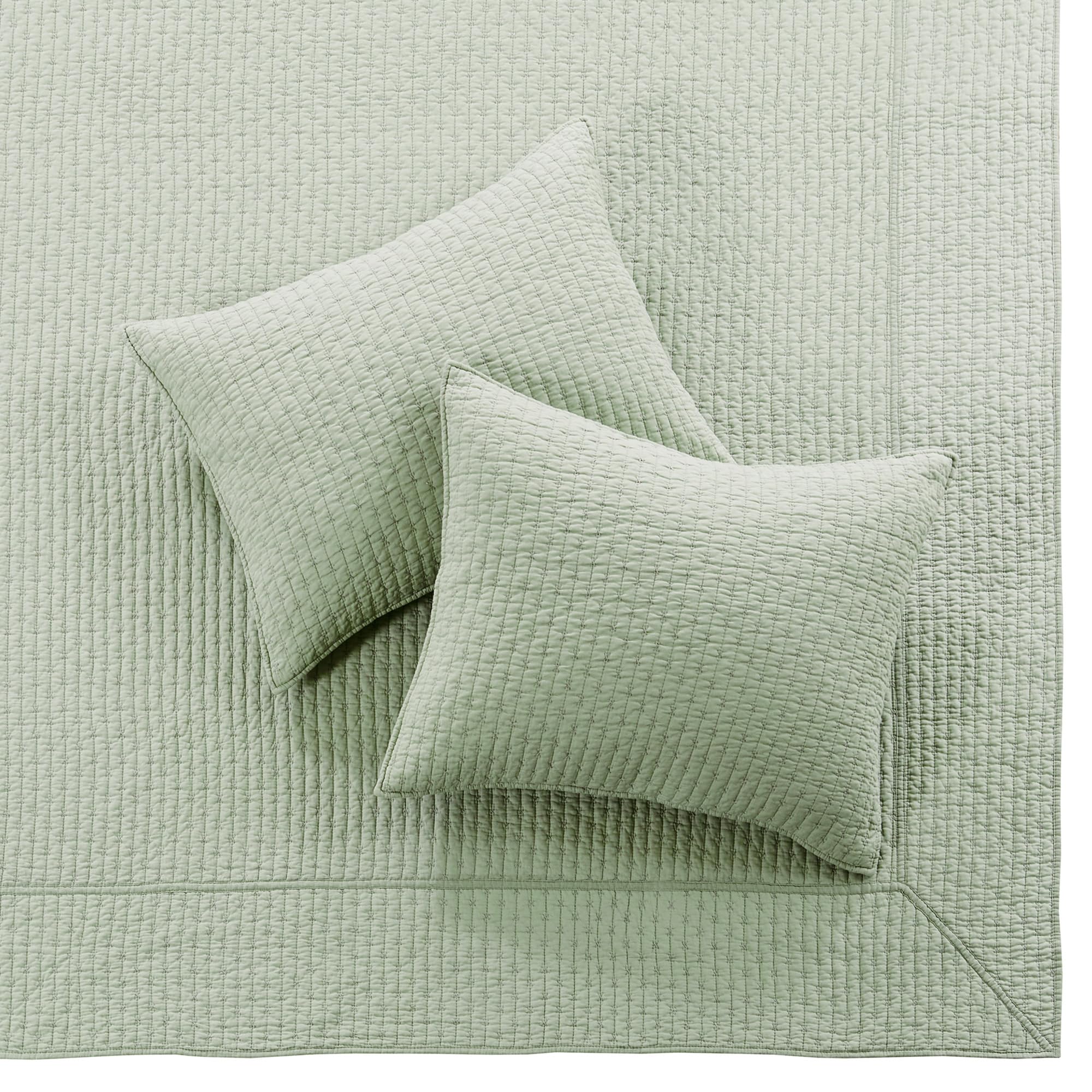 Levtex Home - Cross Stitch Desert Sage Bedspread Set - Twin Quilted Bedspread And One Standard Sham - Cross Stitch Pattern - Bed