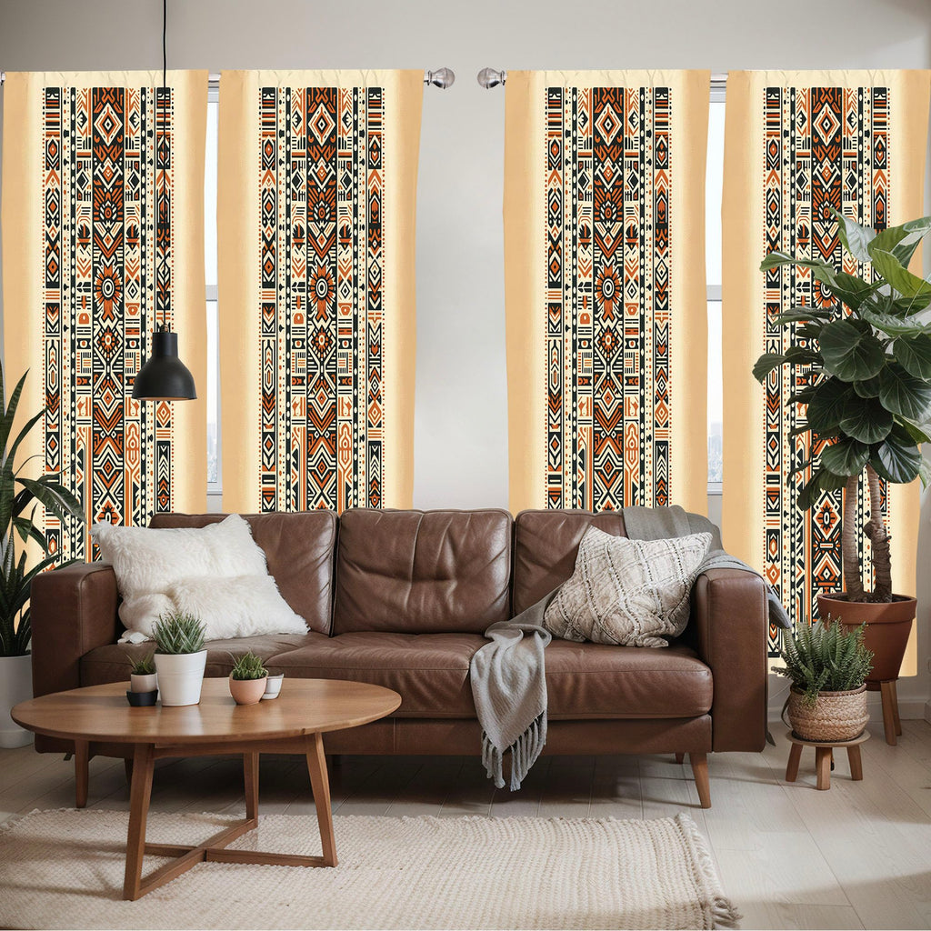 Ambesonne Southwestern Window Curtains Pack Of 2, Geometric Vertical Stripes With Ethnic And Tribal Inspirations, Lightweight Se