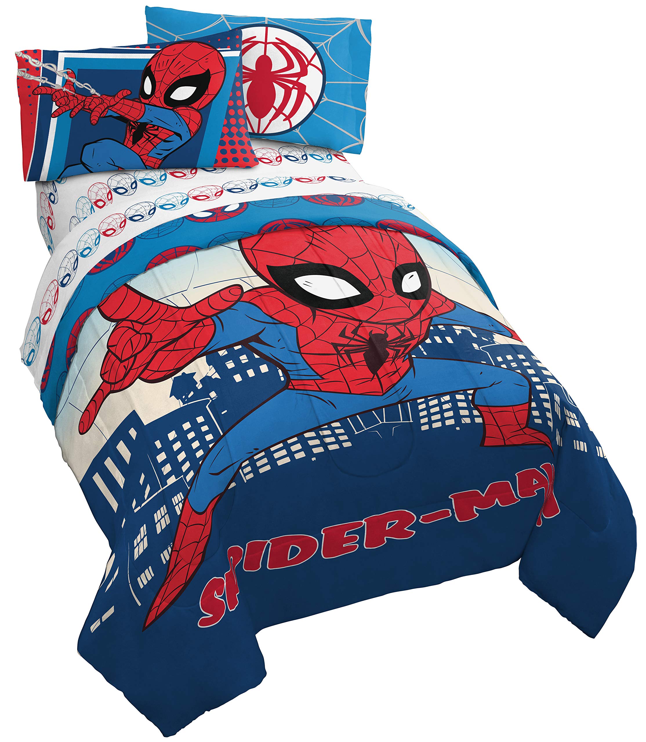 Jay Franco Marvel Super Hero Adventures Go Spidey 4 Piece Twin Bed Set - Includes Reversible Comforter & Sheet Set Bedding Featu