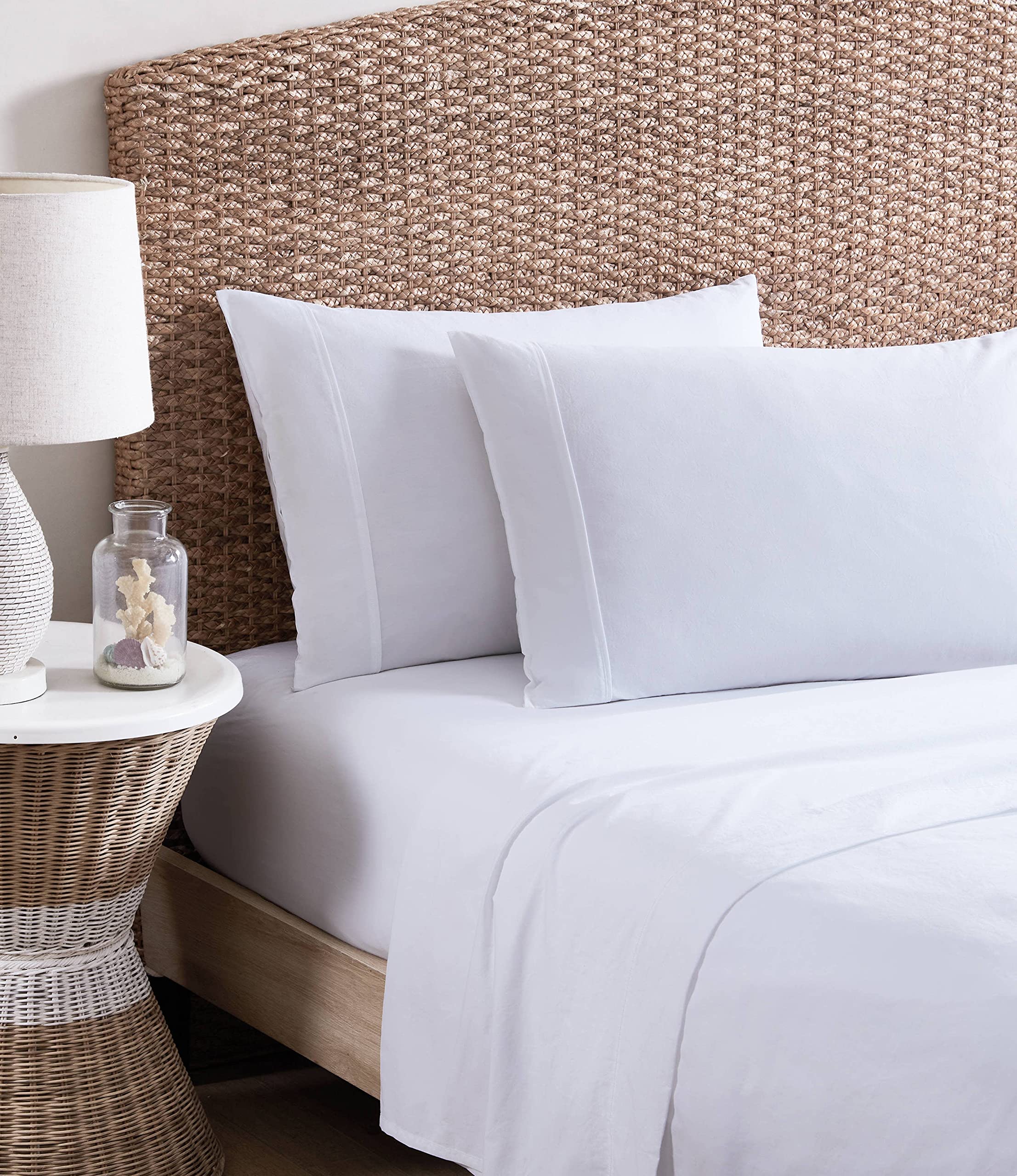 Tommy Bahama - Queen Sheets, Organic Cotton Bedding Set, Softens With Each Wash (Tb T200 White, Queen)