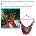 Sunnydaze Caribbean Xl Hanging Outdoor Hammock Chair - Soft-Spun Polyester Rope - 300-Pound Capacity - Red