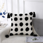 Panod Super Soft Farmhouse Decorative Plush Throw Pillow Covers 26 X 26 Black,Solid Pom Pom Tufted With Tassels Modern Accent Bo