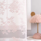 Tudeco Pink Shower Curtain - Shabby Chic Lace Shower Curtain With Attach Valance For Bathroom, Cute Sheer Vintage Coquette Flora
