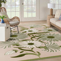 Nourison Aloha Indoor/Outdoor Ivory Green 12 x 15 Area Rug, Easy-Cleaning, Non Shedding, Bed Room, Living Room, Dining Room, B