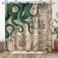 Fungarth 84 Inch Extra Long Vintage Green Nautical Octopus Shower Curtain Mermaid Funny Ocean Kraken Shower Curtains For Bathroo