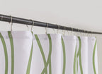 Biscaynebay Extra Long Textured Fabric Shower Curtain 72 W X 84 L, Sage Printed Striped Linen Modern Hotel Luxury Quality Cloth