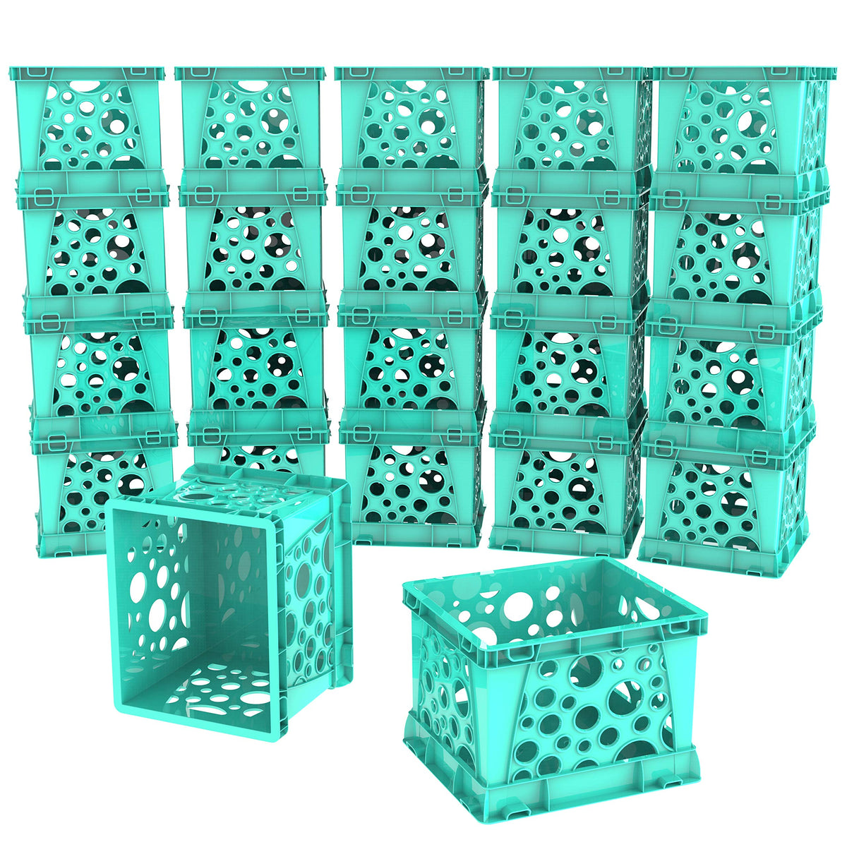 Storex Micro Crate, 6.75 X 5.8 X 4.8 Inches, Teal, 18-Pack (63108U18C)