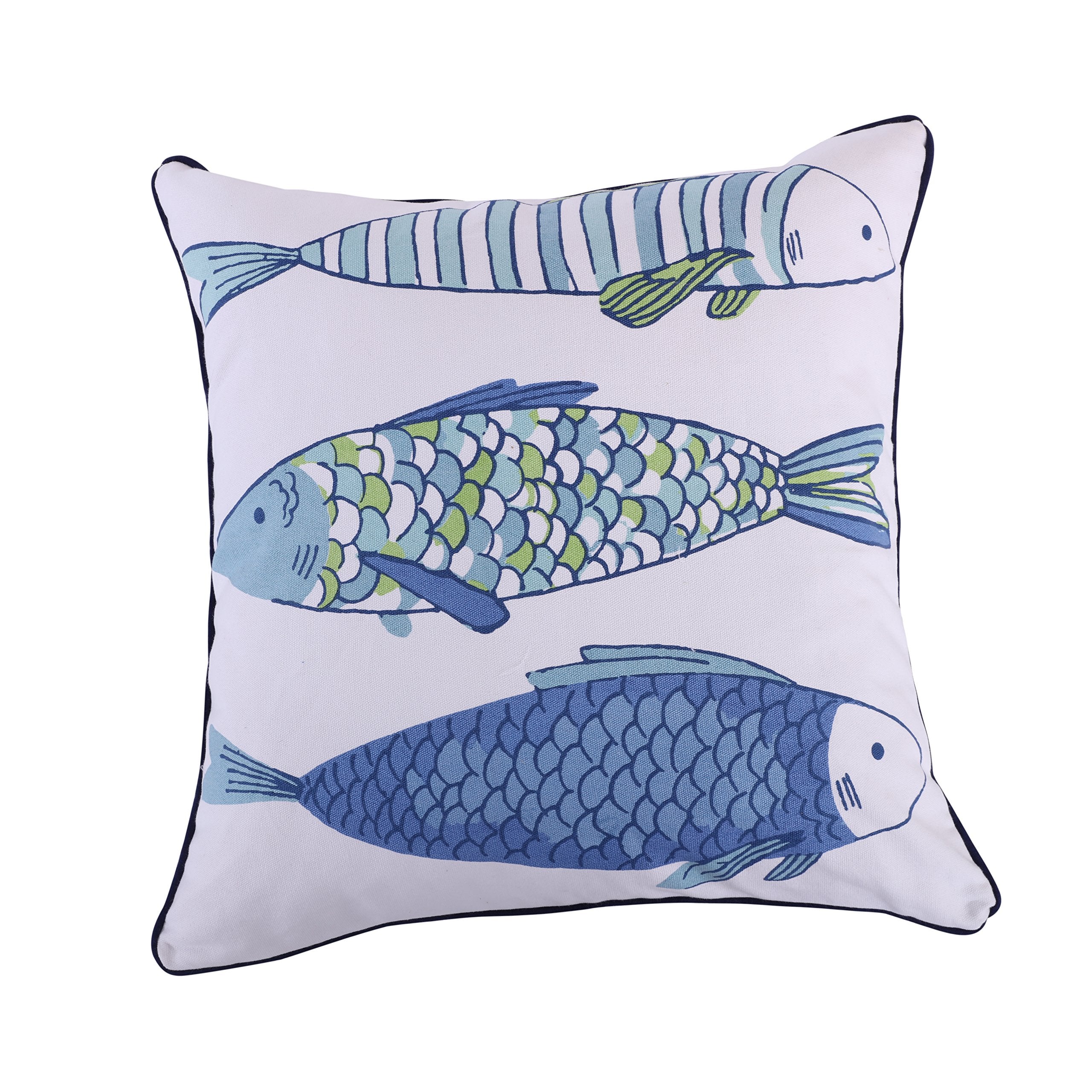 Levtex Home - Catalina - Decorative Pillow (20 X 20In.) - Fish Printed - Blues, Green, And White