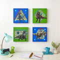 Idea Nuova Universal Jurassic World Canvas 4 Pack LED Wall Art Set,Childrens Wall Hanging D  cor,Each Piece 11x11