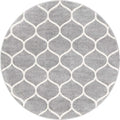 Unique Loom Trellis Frieze Collection Area Rug - Rounded (6 Round, Light Gray/ Ivory)
