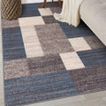Rugshop Modern Boxes Design Non-Slip Area Rug 33 x 5 Blue