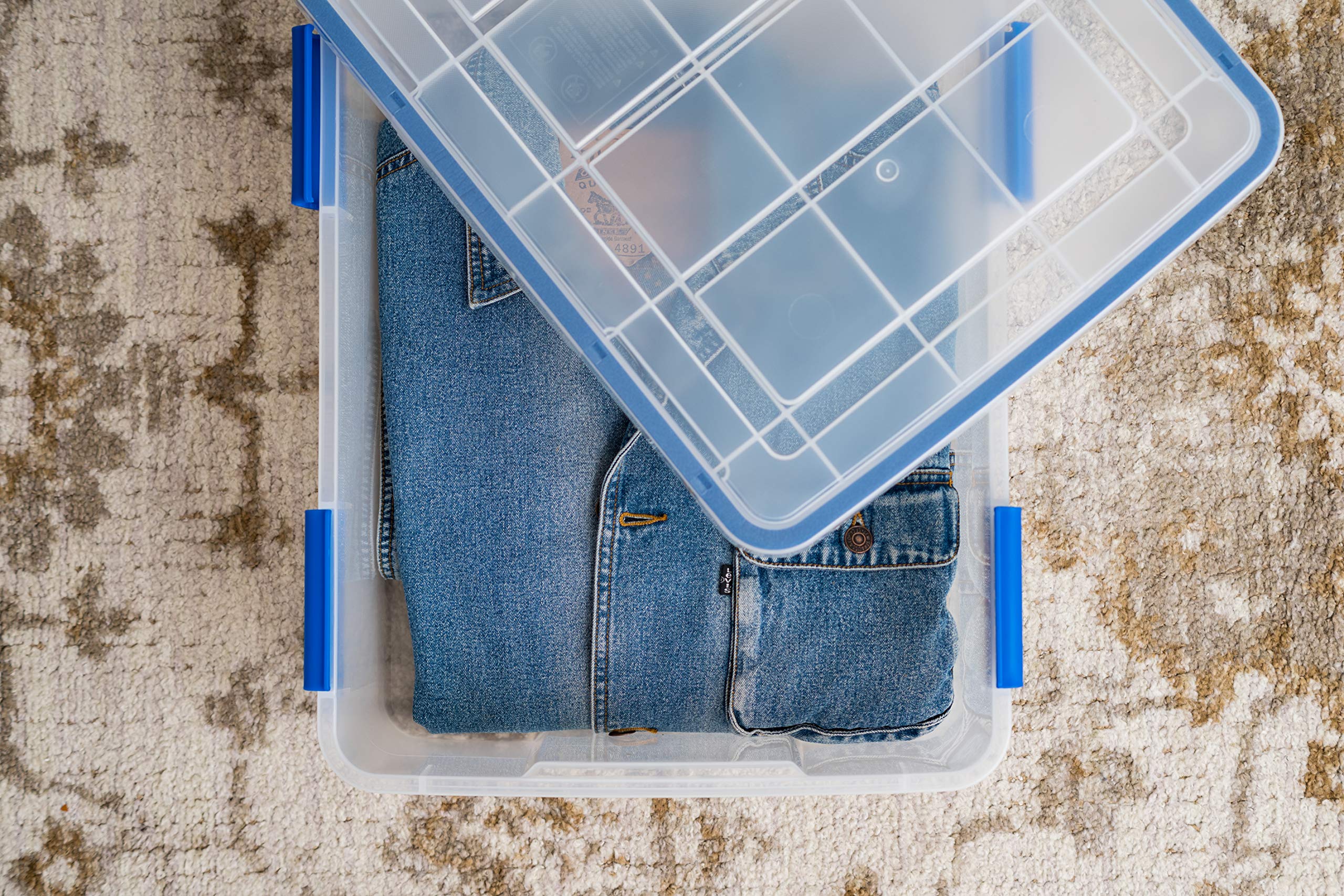 Iris Usa Weatherpro 27 Qt Storage Bins With Lids, 3 Pack, Bpa-Free Plastic Gasket Box With Tight Latch And Seal, Stackable Nesta