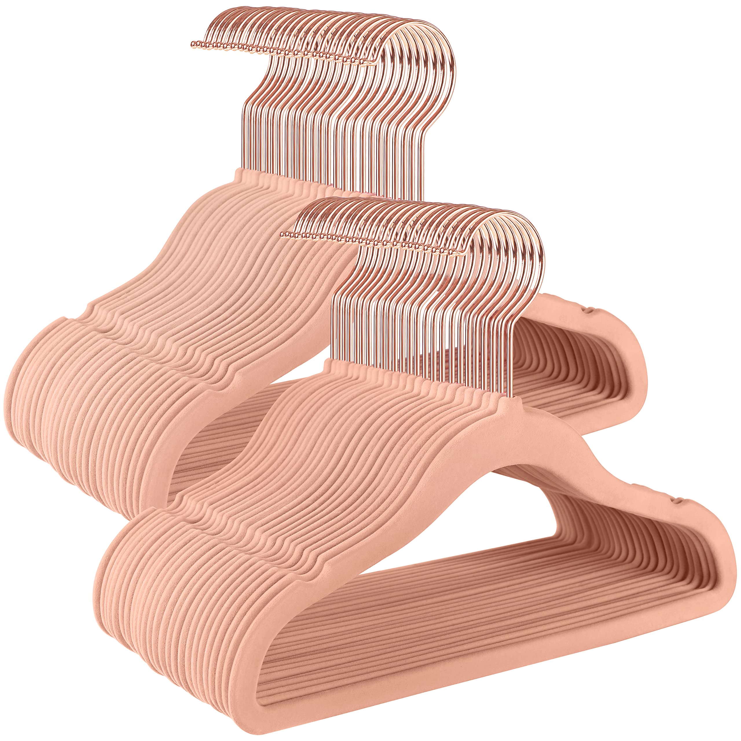 SONGMICS Baby Hangers 50 Pack, Kids Hangers for Closet, 11.8 x 8.1 Inches, Rose Gold 360 Swivel Hooks, Space-Saving Clothes Hang