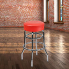 Flash Furniture Double Ring Chrome Barstool With Red Seat