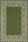 Unique Loom Outdoor Border Collection Area Rug - Floral Border (4' 1' X 6' 1' Rectangle, Green/ Ivory)