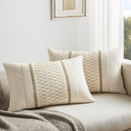 Zeemart 2 Packs Cotton Boho Lumbar Throw Pillow Covers 12X20 Inch Grid Brown, Soft Farmhouse Decorative Couch Pillow Cases Neutral Cushion Covers For Sofa Bed Living Room Home Decor ?
