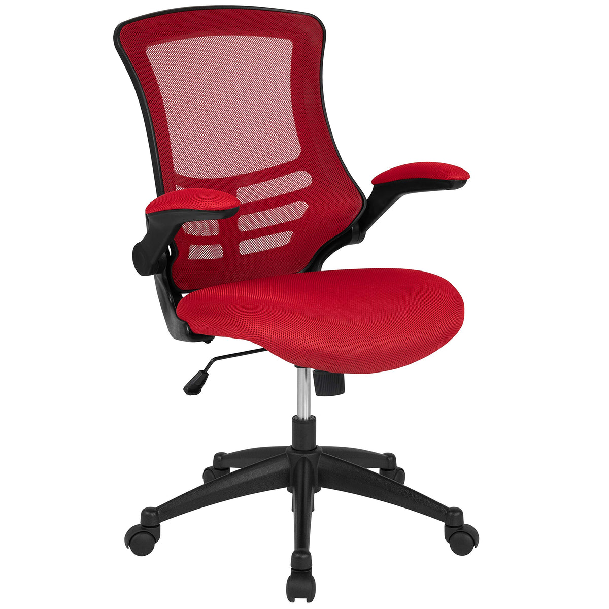 Flash Furniture Kelista Mid-Back Red Mesh Swivel Ergonomic Task Office Chair With Flip-Up Arms