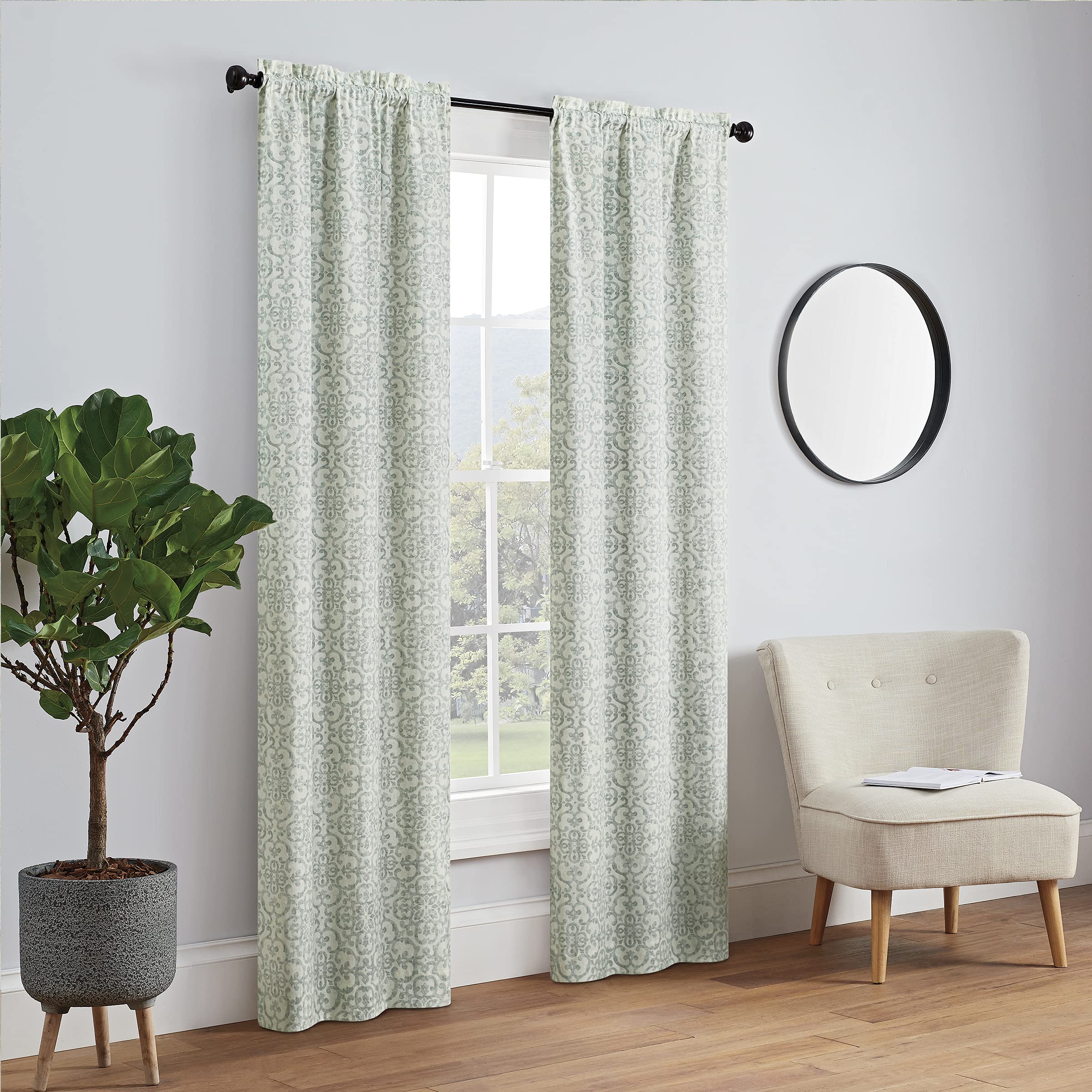 Pairs to Go Brockwell 56 x 95 Rod Pocket Double Panel Privacy Window Treatment Living Room, 28 in x 95 in, Spa, 2 Count