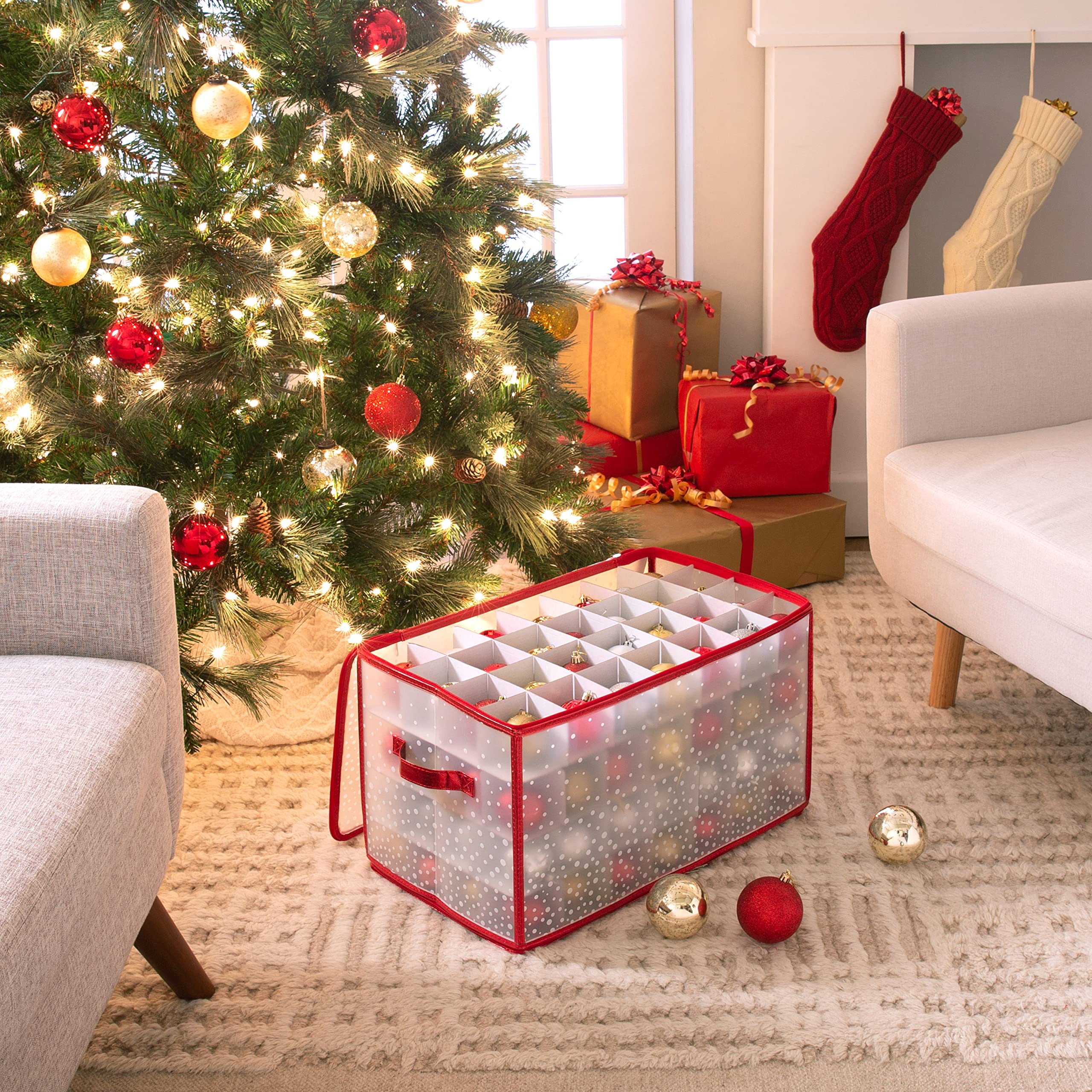 Simplify Organizer Container, Holds Total Of 224 Amongst 2 Bags, 2.5    Slots, Durable, See Through For Easy Viewing Ornament St