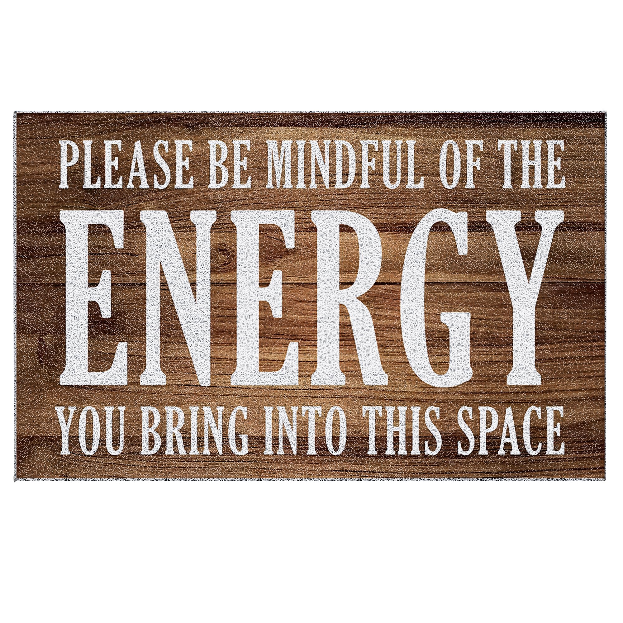 Luvadian Funny Welcome Mats For Front Door - Please Be Mindful Of The Energy You Bring Into This Space, Check Your Energy Door M