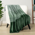 Pavilia Green Ombre Fleece Throw Blanket For Couch, Soft Flannel Blanket For Sofa Bed Room, Plush Lightweight Emerald Forest Dar