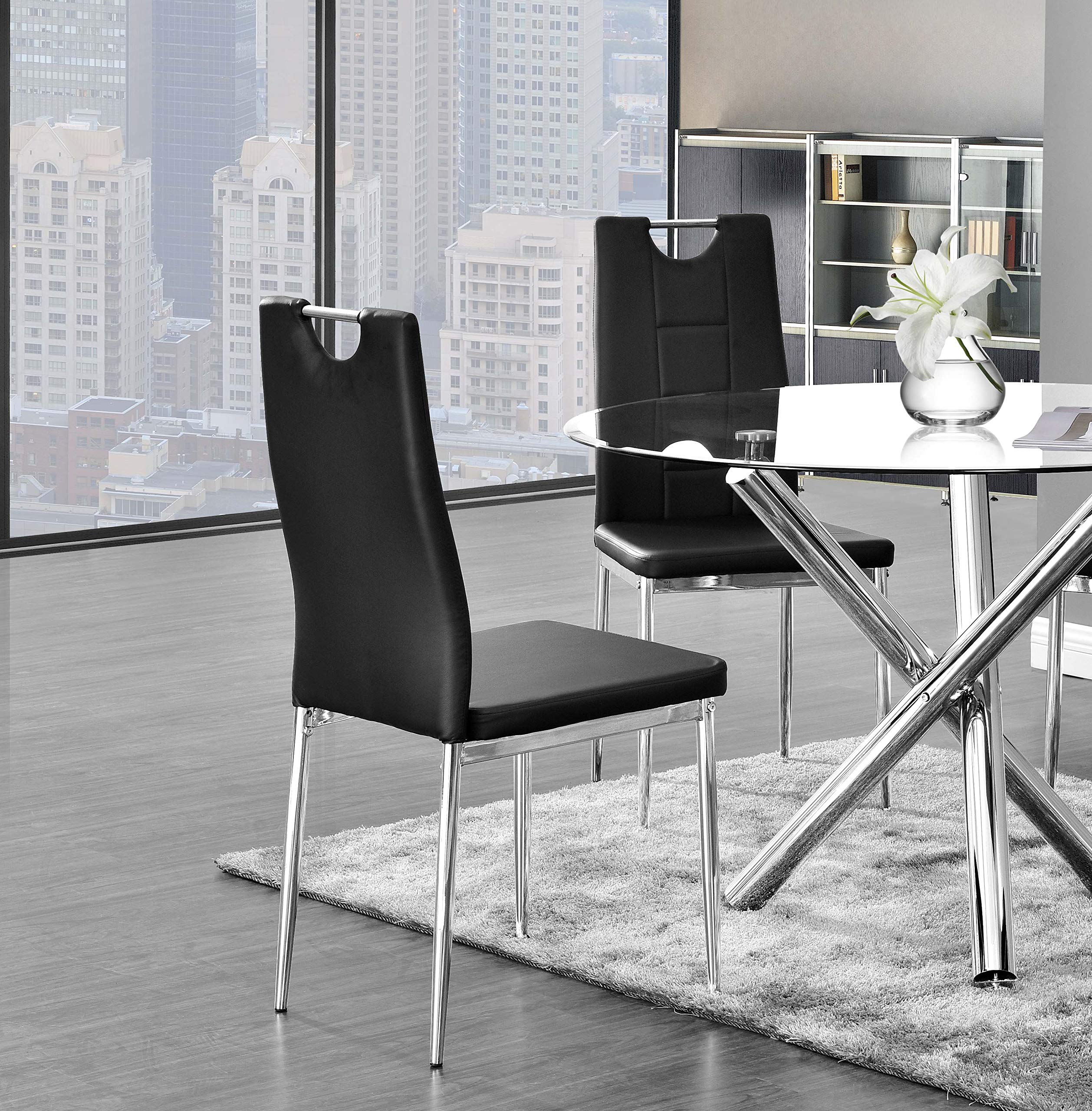 Best Master Furniture Crystal Dining Chairs Set Of 2, Black