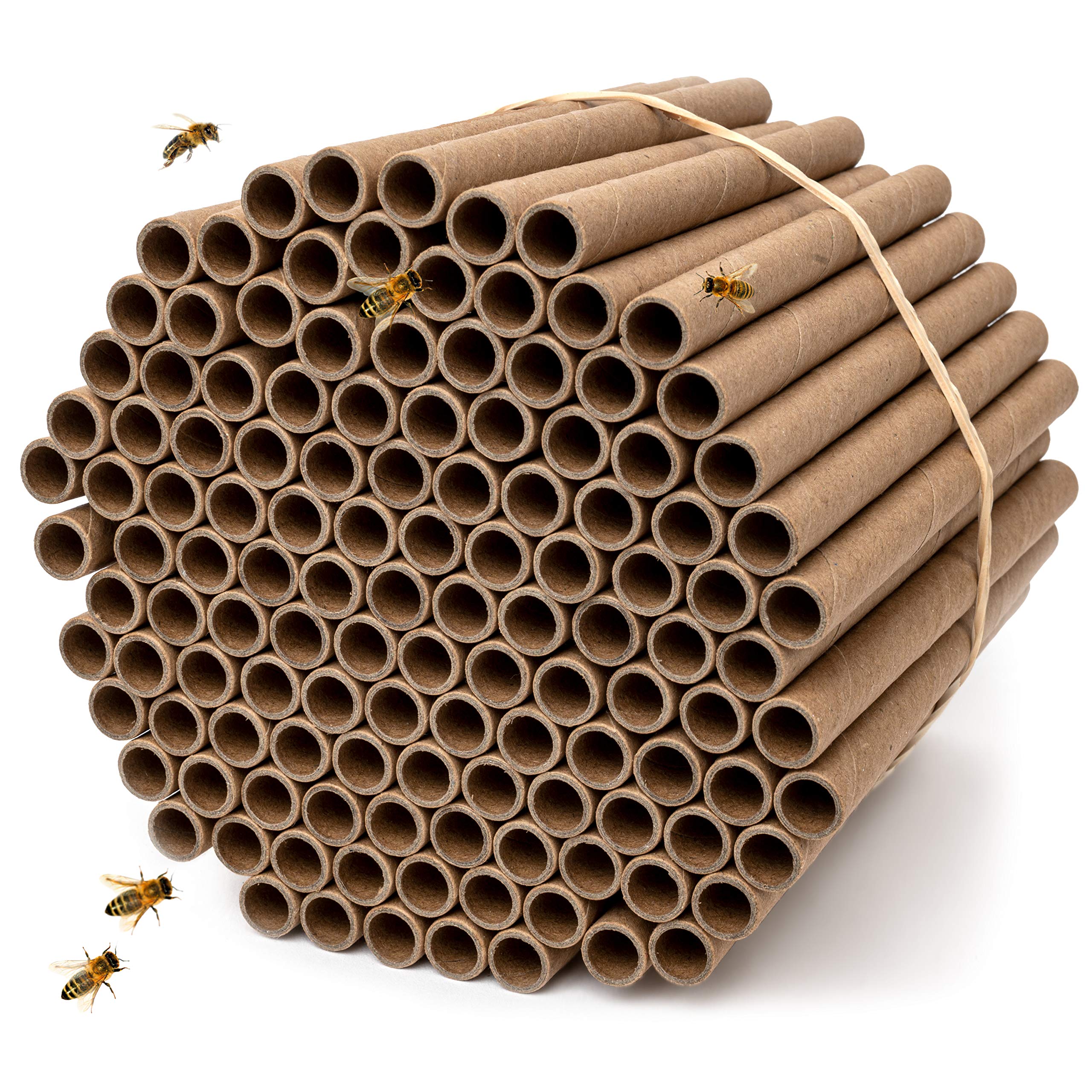 Rivajam 125 Mason Bee House Cardboard Nest Tubes Refill Pack | Solitary Bee Hive & Mason Bee Supplies | Mason Bee Starter Kit &