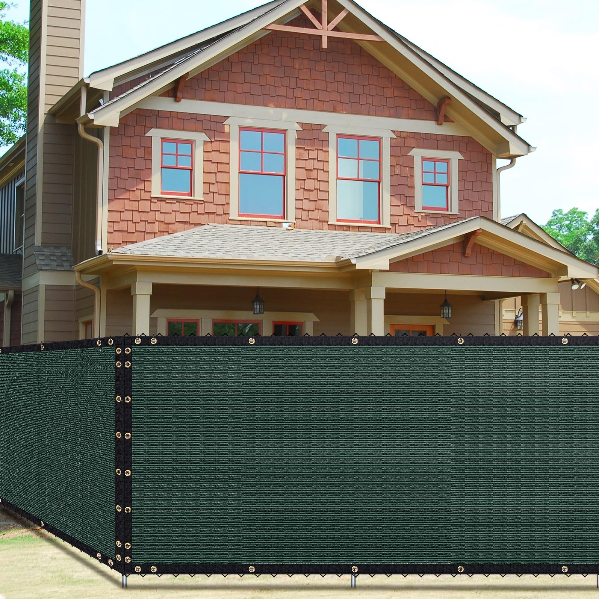 4' X 25' Heavy Duty Privacy Screen Fence, 90% Blockage Green Mesh Shade Net Cover With Brass Grommets For Garden, Yard, Wall, Ba