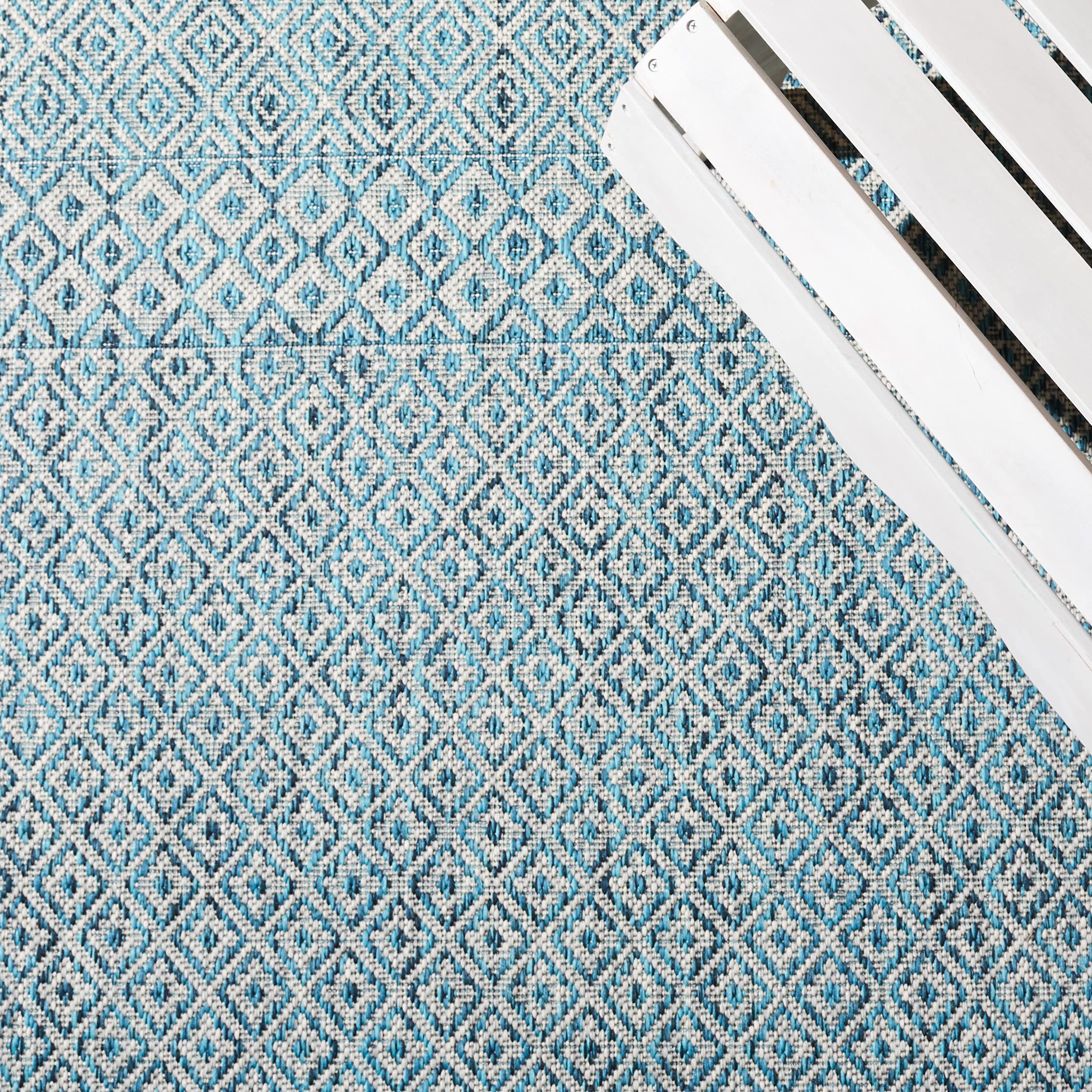 Safavieh Courtyard Collection 6'7' Square Grey/Aqua Cy8235 Indoor/ Outside Waterproof Easy Cleansingpatio Backyard Mudroom Area Mat