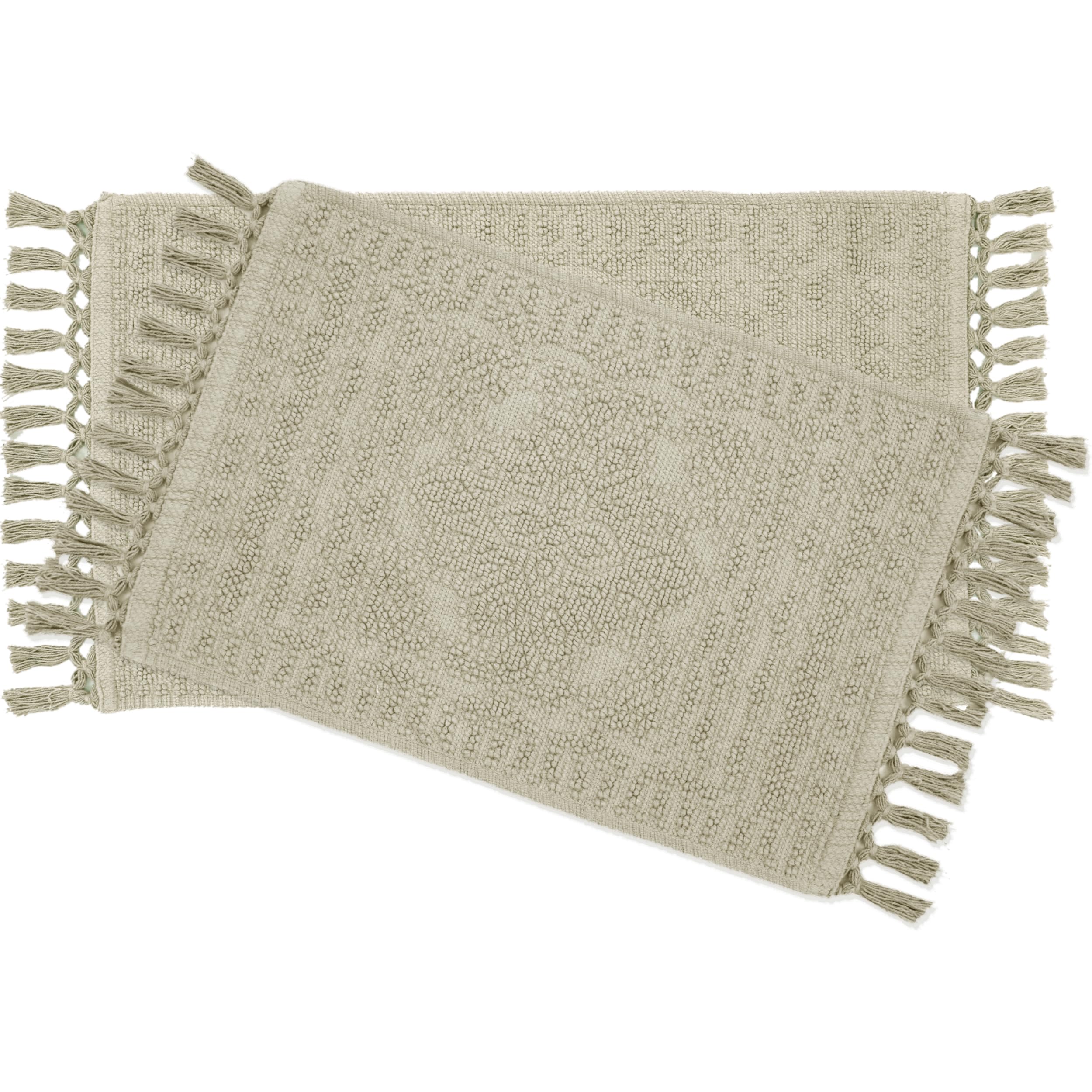 French Connection Nellore Bathroom Rugs, Set of 2 Woven and Beaded Bathroom Mats, Durable Bath Rugs, Thick BathMats for Bathroom