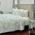 Rizzy Home | BQ4189 | Polyester Quilt | 106"x92" White/Gray/Yellow Abstract