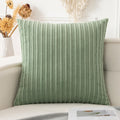 Ugasa 18X18 Inch Soft Throw Pillow Cover Corduroy Striped Solid Square Cushion Case Boho Farmhouse For Couch Bedroom Sofa Home,