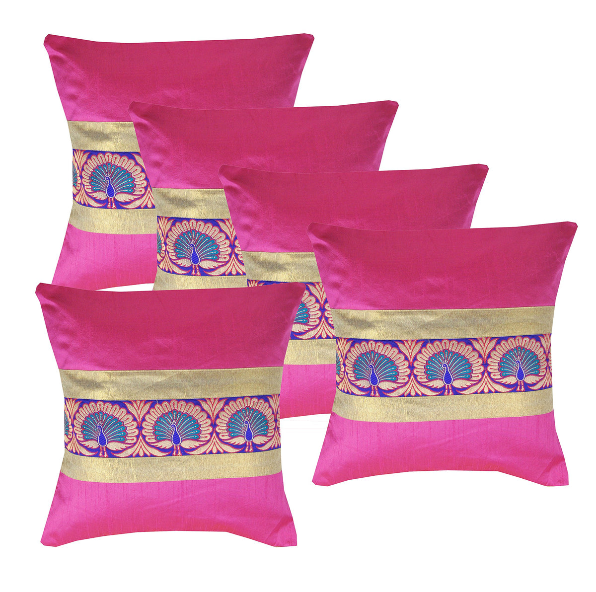 Pink Parrot Durable Dopian Silk Decorative Embroidery Square Throw Pillow Cover Cushion Case Sofa Chair Seat (Multi Colour,12 X