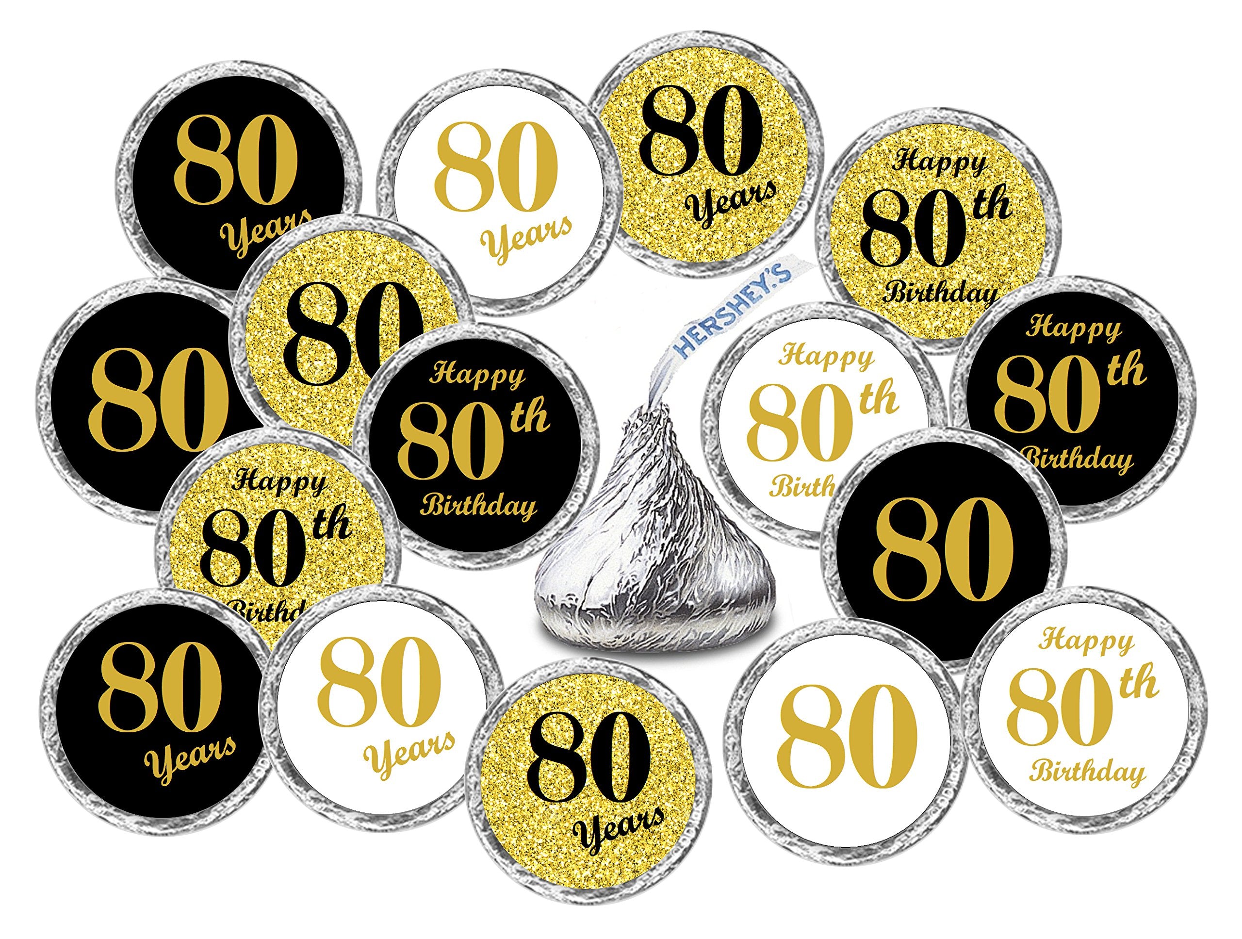 80Th Birthday Kisses Stickers, (Set Of 324) Chocolate Drops Labels Stickers For 80Th Birthday, Party Favors Decor For Kisses. Ma