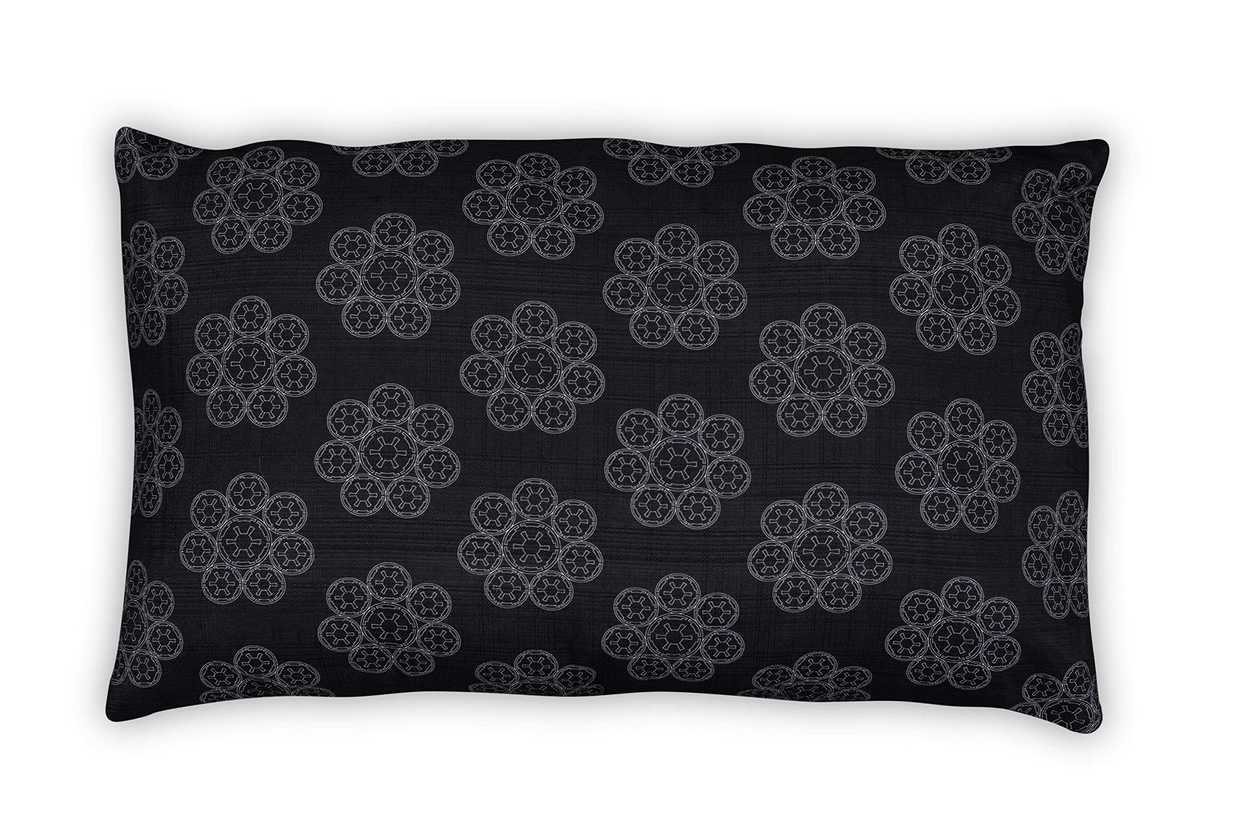 Star Wars Black Lumbar Throw Pillow | White Imperial Symbol Cluster Design | Water & Fade Resistant Fabric For Indoor & Outdoor