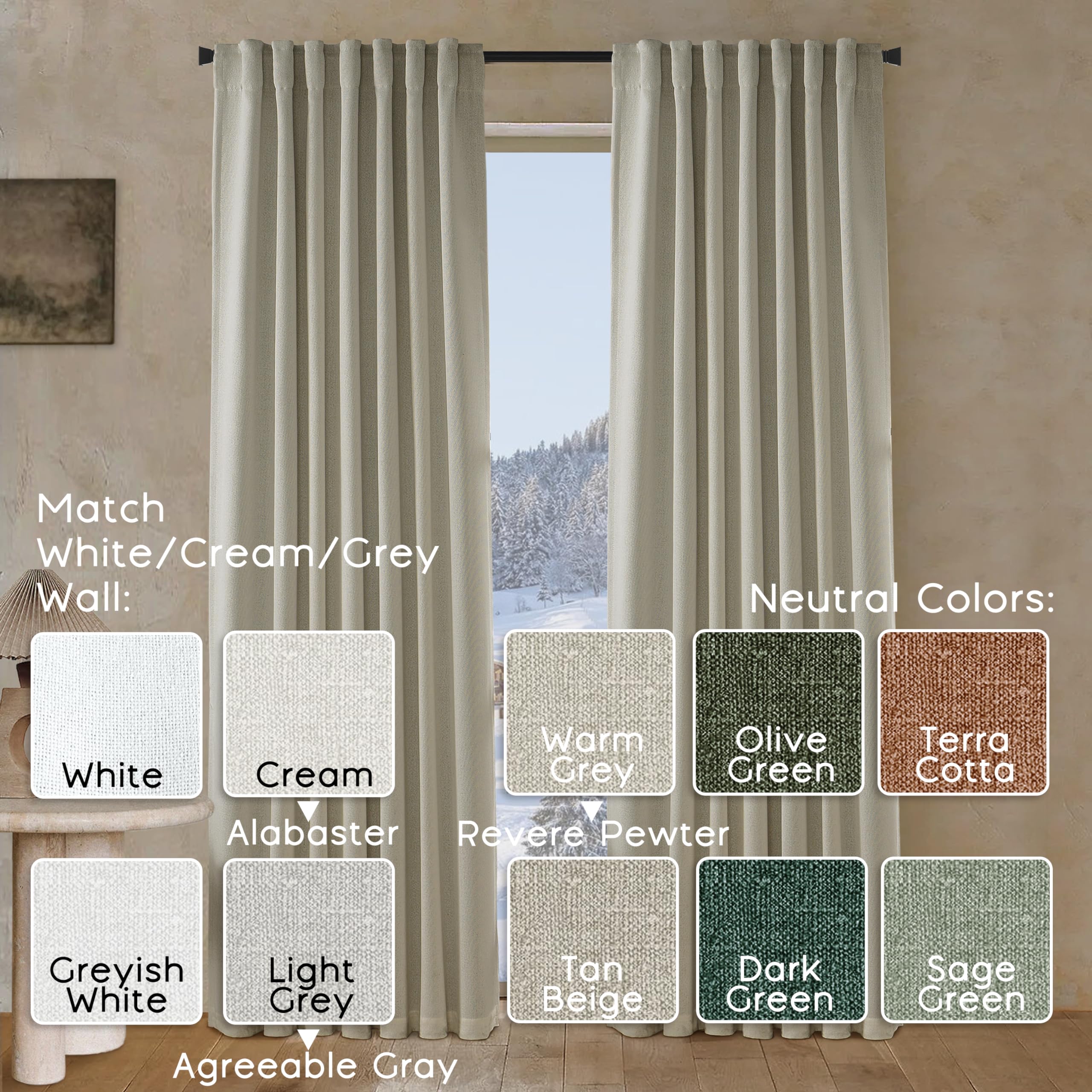 Panelsburg Light Grey Curtains 108 Inches Long For Livingroom 2 Panel Sets No Grommets Back Loop Pretty Blackout Earth Tone Heat