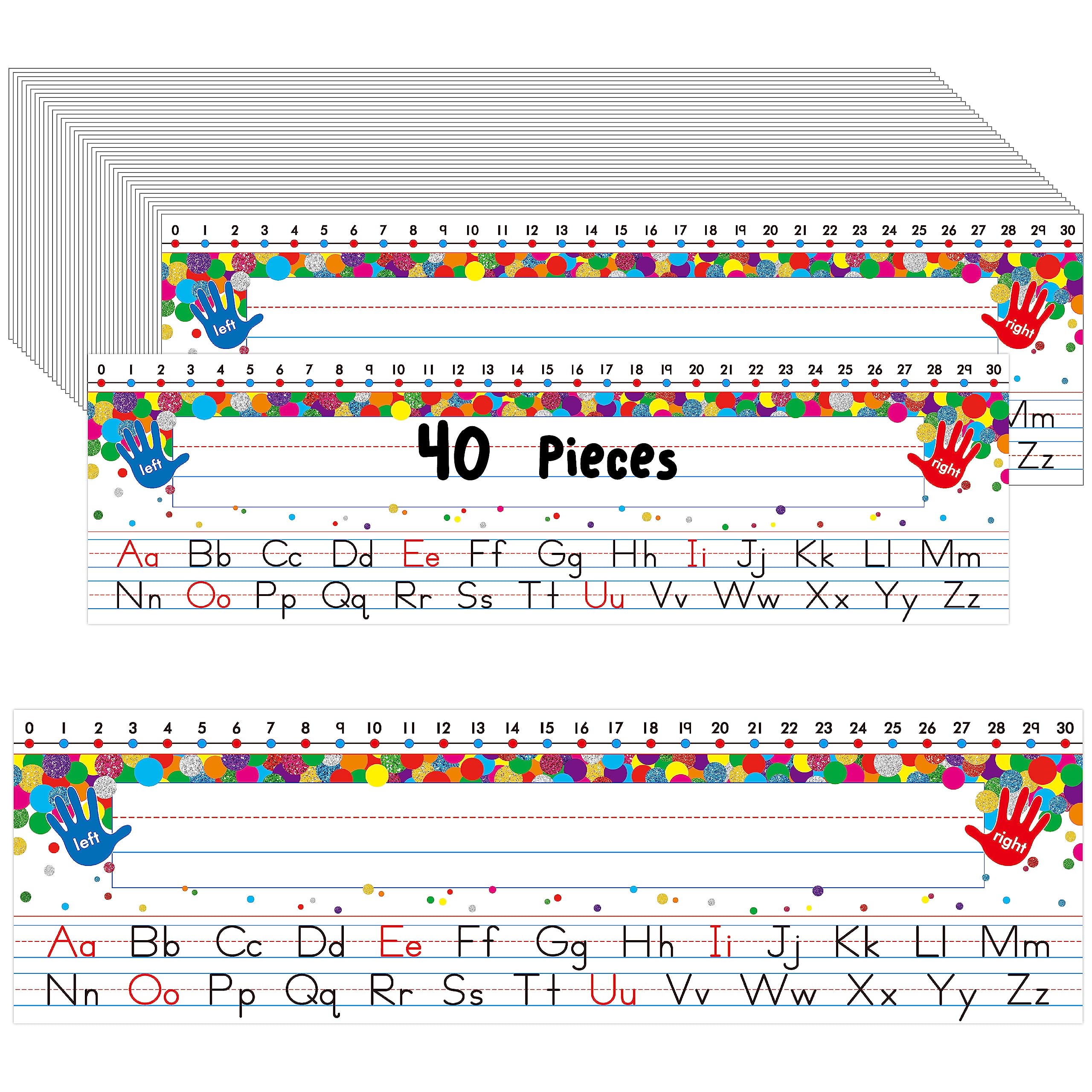 40 Pcs Desk Nameplates, Waterproof Confetti Desk Name Tags With Alphabet, Number Line 1-30 Erasable And Reusable Traditional Man