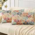 ZSYTZL Boho Throw Pillow Covers 12x20 inch Set of 2,Soft Pillowcases Bohemia Carpet Pattern Decorative Sofa Living Room Bed Squa