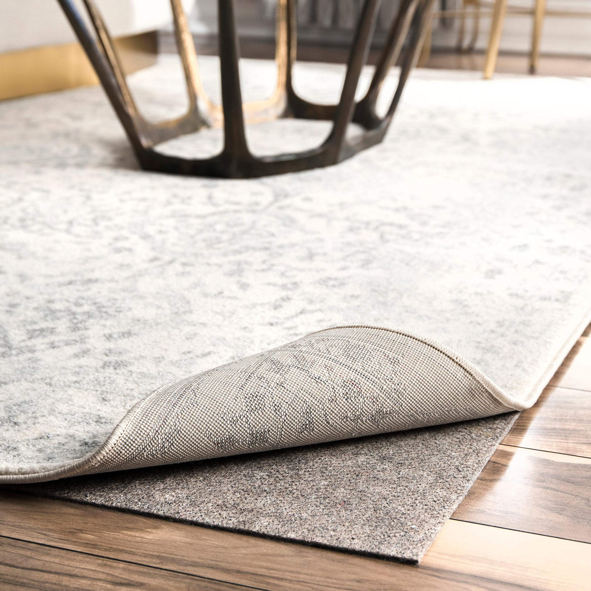 nuLOOM 4' Square Premium Eco-Friendly Felt Rug Pad, 1/8 '' Thick Low Profile, Non-Slip Backing, Customizable Size, Hardwood, Car