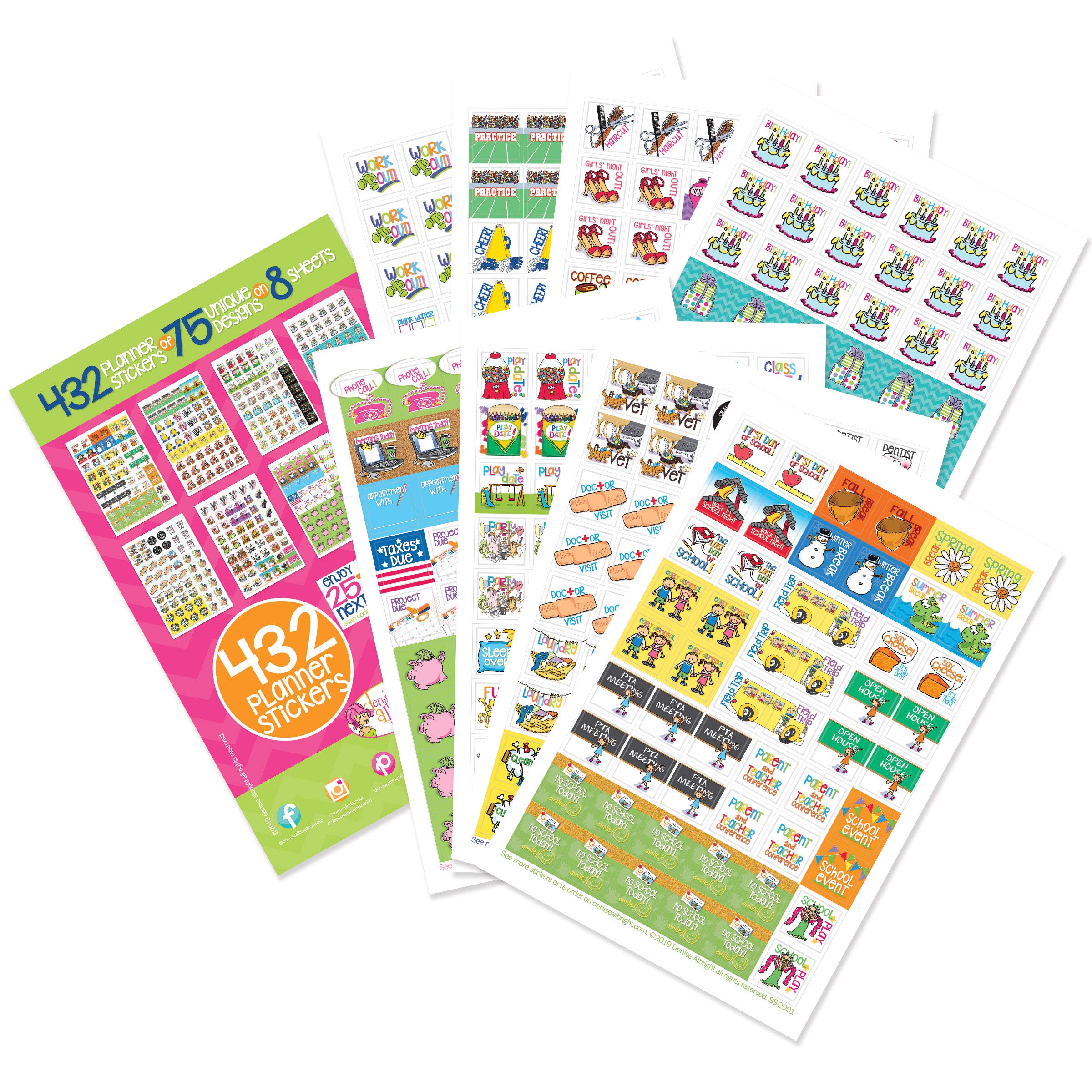 432 Planner Stickers - Busy Mom Collection For Calendars And Planners. Appointment Reminders, School Events, Birthdays, Play Dat