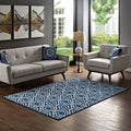 Modway Frame Transitional Moroccan Trellis 5X8 Area Rug In Morcoccan Blue And Ivory