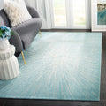 SAFAVIEH Evoke Collection 4 x 6 Aqua / Ivory EVK228J Abstract Burst Non-Shedding Living Room Bedroom Accent Rug