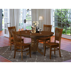 East West Furniture KEVA5-ESP-W 5 Piece Kitchen Table Set for 4 Includes an Oval Dining Table with Butterfly Leaf and 4 Dining Room Chairs, 42x60 Inch, Espresso