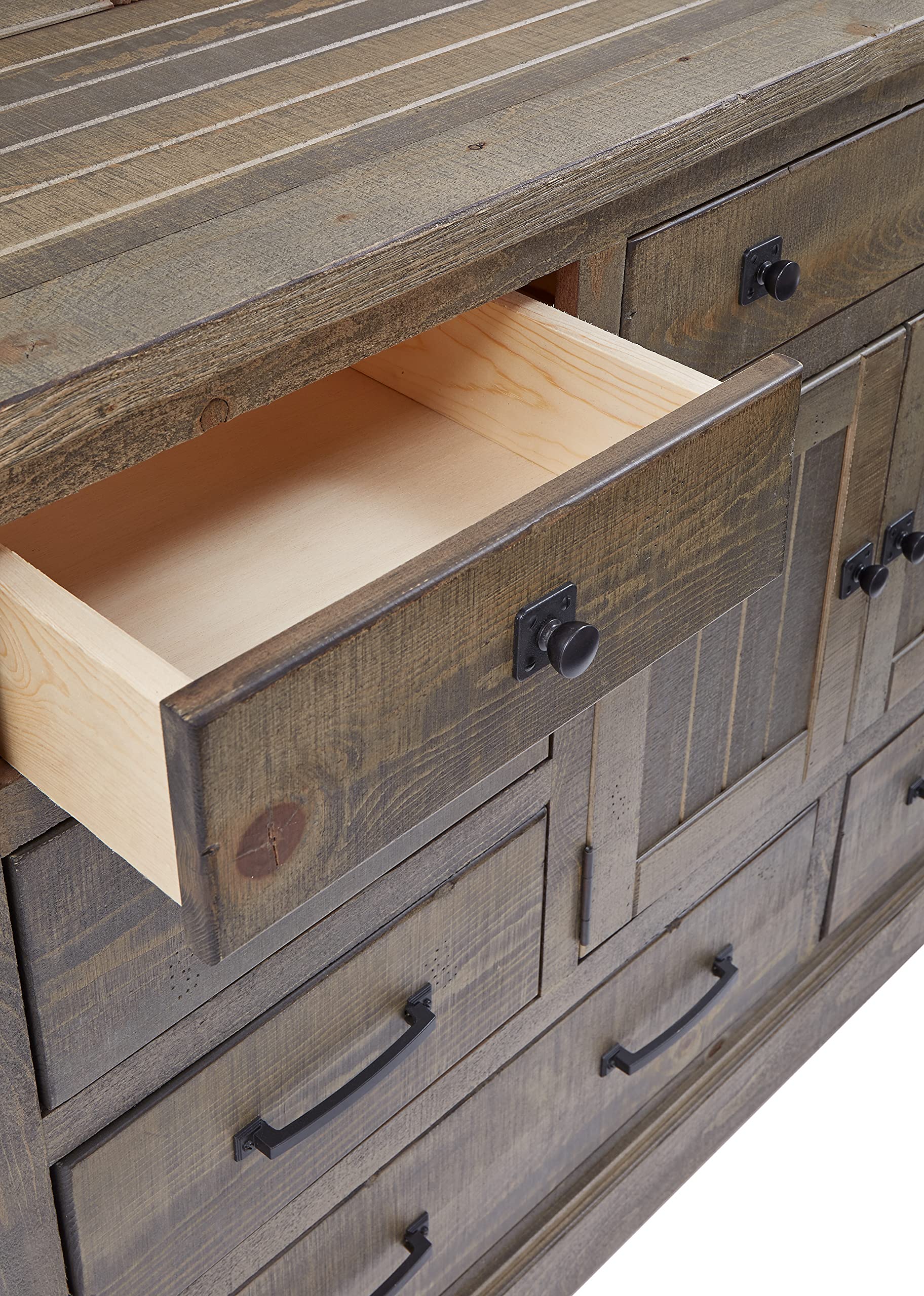 Progressive Furniture Meadow Door Dresser, 66&quot; X 18&quot; X 40&quot;, Weathered Gray